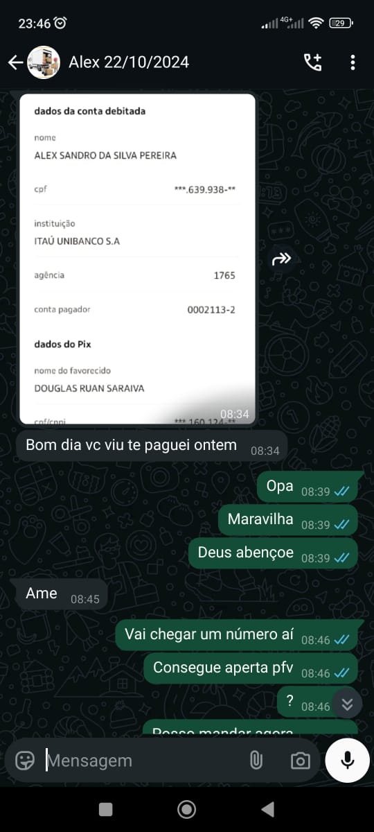 Comprovante de pagamento via PIX